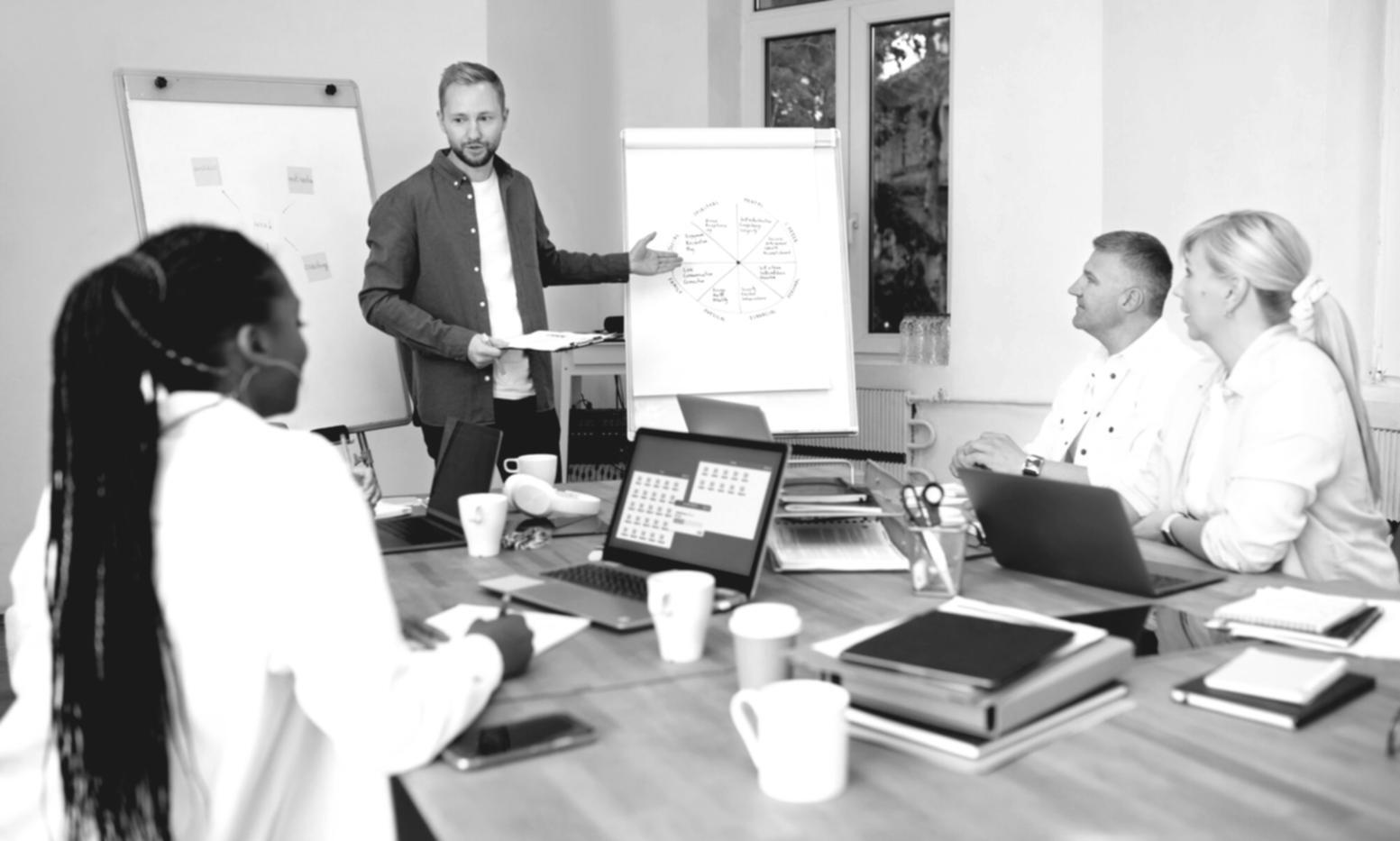 Business planning workspace with financial documents